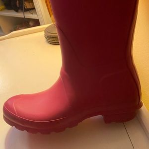 Hot pink tall hunter boots